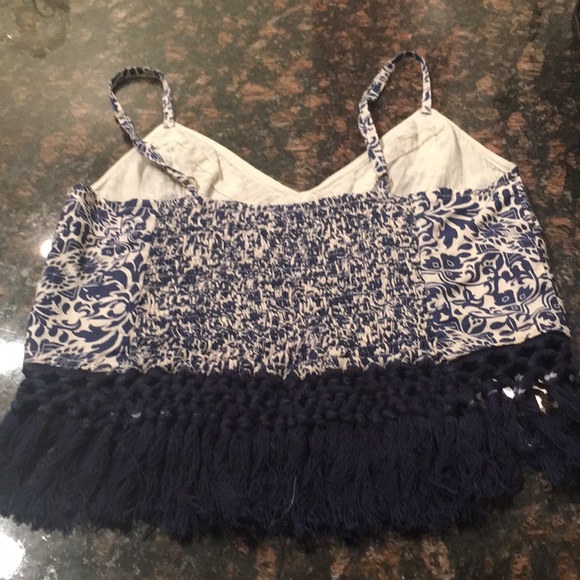 Free People O Cropped-Fringed-Spaghetti String Top - Picture 2 of 5